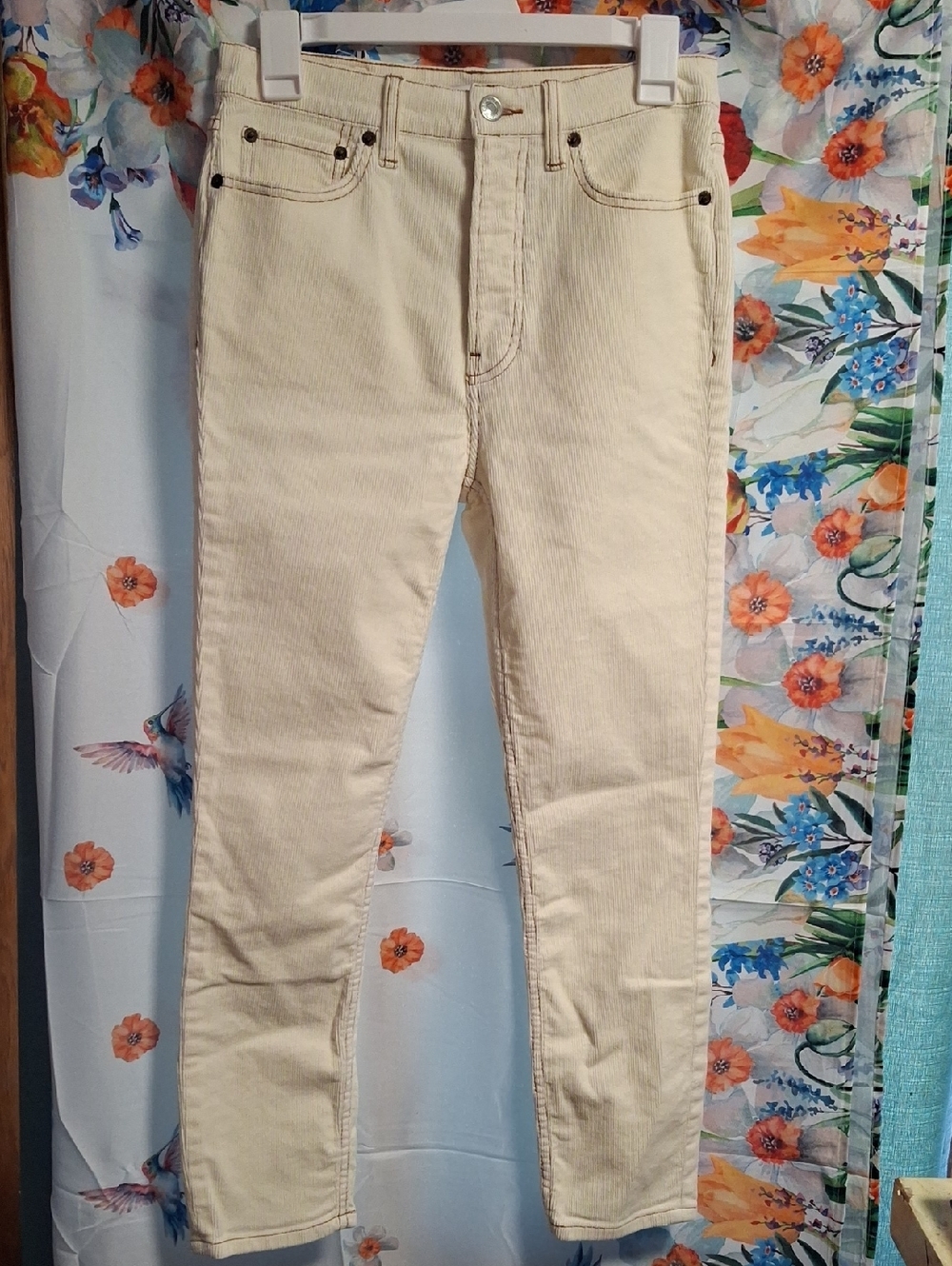 RE/Done Cream Corduroy Skinny Jeans Size 27